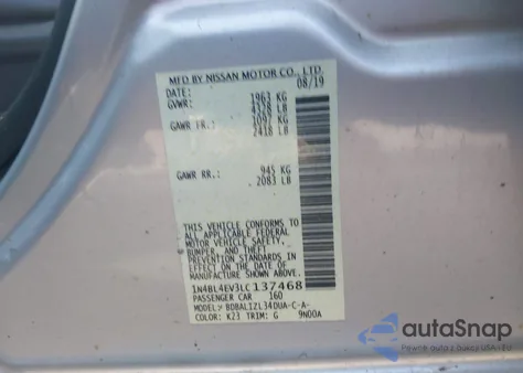 2020 Nissan Altima Sl Fwd from USA, damaged, VIN 1N4BL4EV3LC137468